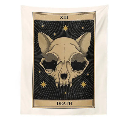 Boho cat divination tarot card tapestry bedroom wall hanging