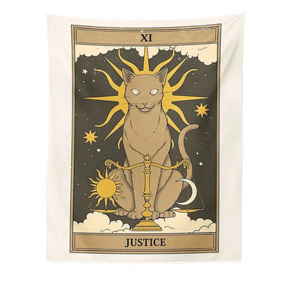 Boho cat divination tarot card tapestry bedroom wall hanging