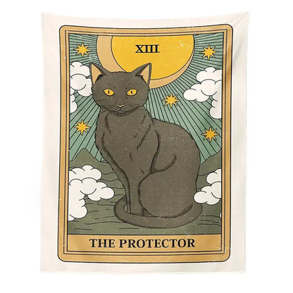 Boho cat divination tarot card tapestry bedroom wall hanging