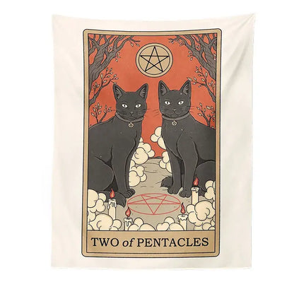 Boho cat divination tarot card tapestry bedroom wall hanging