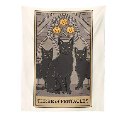 Boho cat divination tarot card tapestry bedroom wall hanging