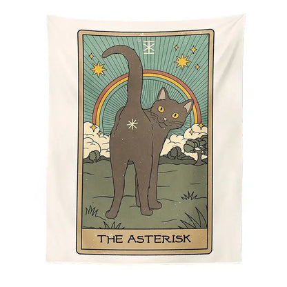 Boho cat divination tarot card tapestry bedroom wall hanging
