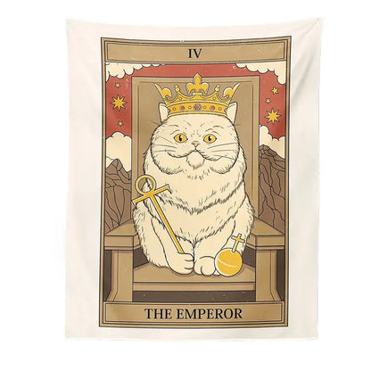 Boho cat divination tarot card tapestry bedroom wall hanging