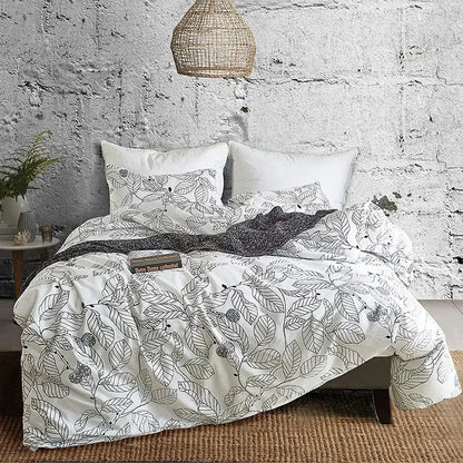 Boho chic stripe black & white snowflake bedding set bedroom microfiber