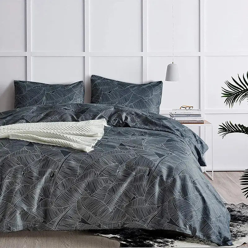Boho chic stripe black & white snowflake bedding set bedroom microfiber