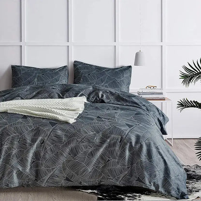 Boho chic stripe black & white snowflake bedding set bedroom microfiber