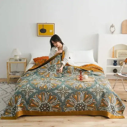 Boho cotton blanket patchwork geometric throw bedroom decor