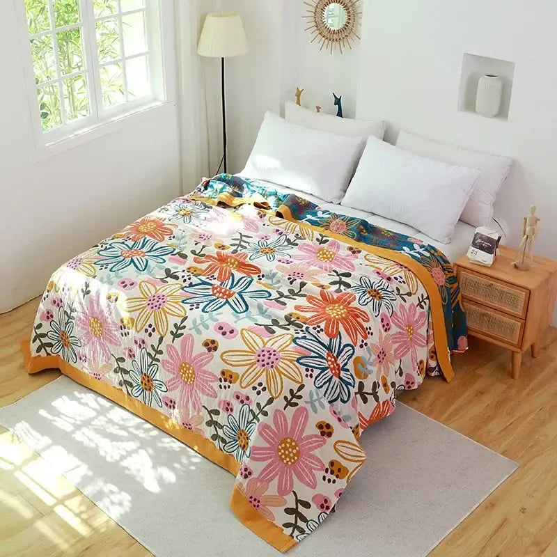 Boho cotton blanket patchwork geometric throw bedroom decor