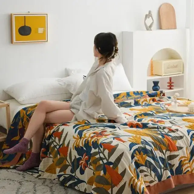 Boho cotton blanket patchwork geometric throw bedroom decor