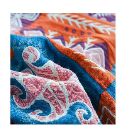 Boho cotton blanket patchwork geometric throw bedroom decor