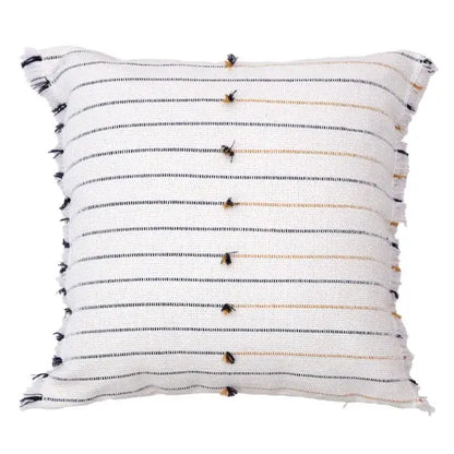 Boho cream & black handmade cotton woven cushion living room pillow
