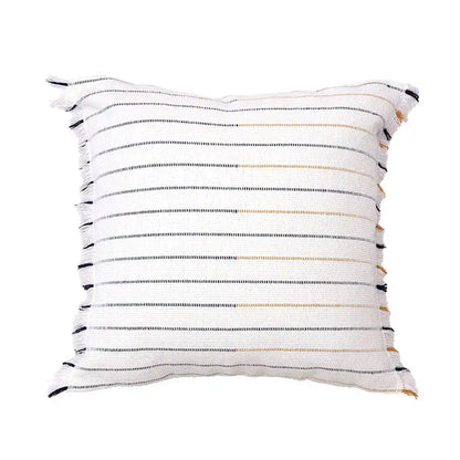 Boho cream & black handmade cotton woven cushion living room pillow