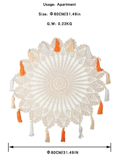 Boho cream cotton macrame tassel wall hanging for living room