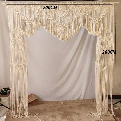 Boho cream cotton macrame wedding backdrop – living room wall decor