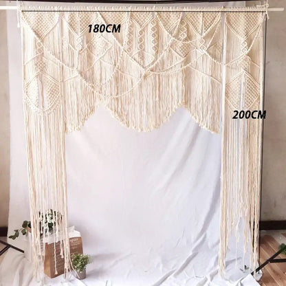 Boho cream cotton macrame wedding backdrop – living room wall decor