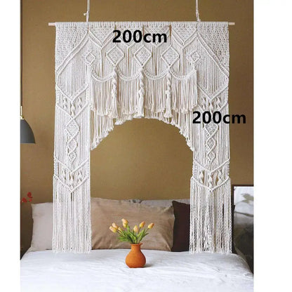 Boho cream cotton macrame wedding backdrop – living room wall decor