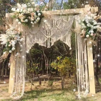 Boho cream cotton macrame wedding backdrop – living room wall decor
