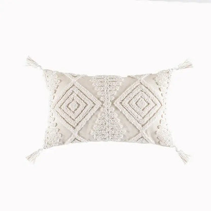 Boho cream cotton tassels cushion covers living room pillow case