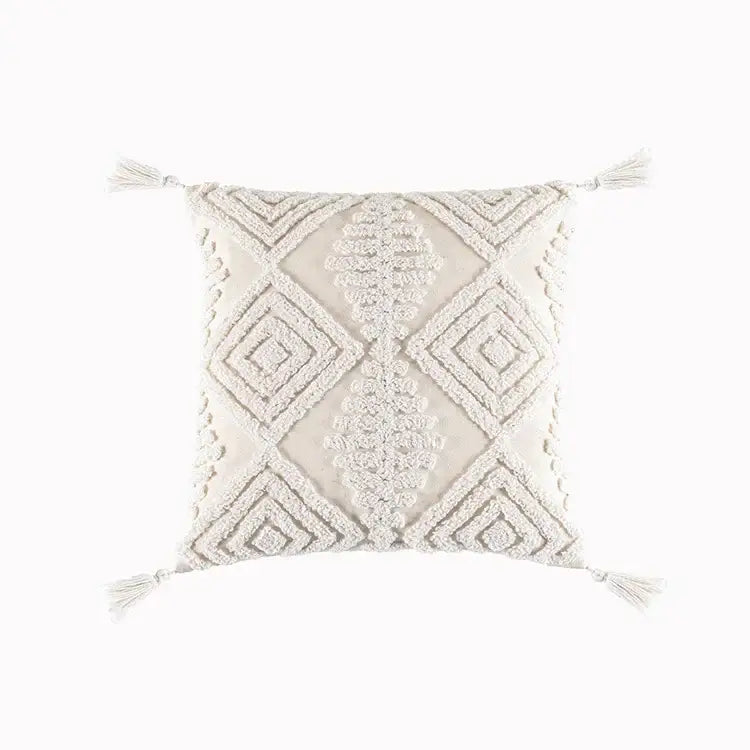 Boho cream cotton tassels cushion covers living room pillow case