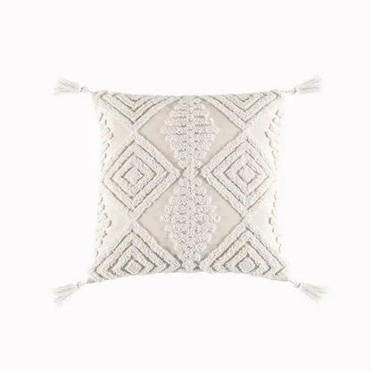 Boho cream cotton tassels cushion covers living room pillow case