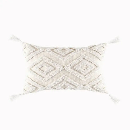 Boho cream cotton tassels cushion covers living room pillow case