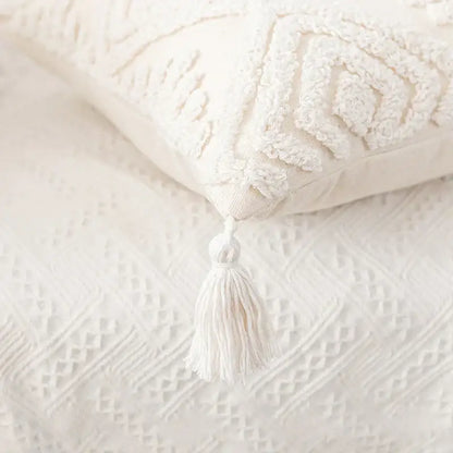 Boho cream cotton tassels cushion covers living room pillow case