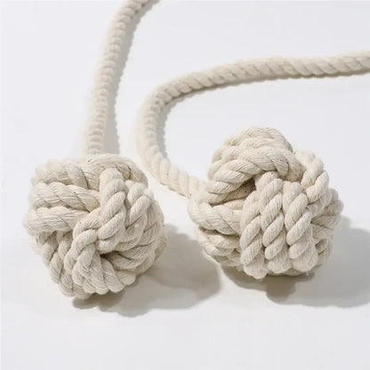 Boho cream handwoven cotton curtain tieback – living room tassel decor