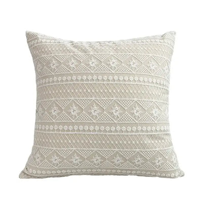 Boho cream lace floral cushion cover living room pom pom pillow