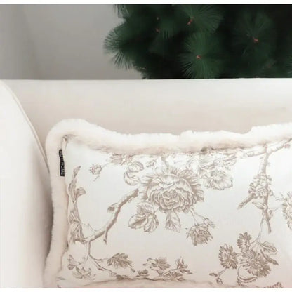 Boho cream leaf geometry tufted cushion cover living room decor