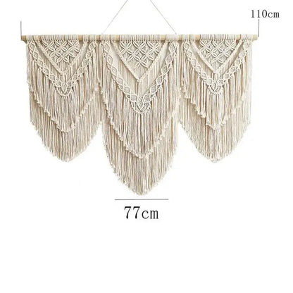 Boho cream macrame wall hanging tapestry bedroom geometric fringe