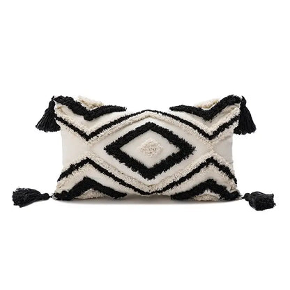 Boho diamond cushion covers – living room earthy tassel pillows