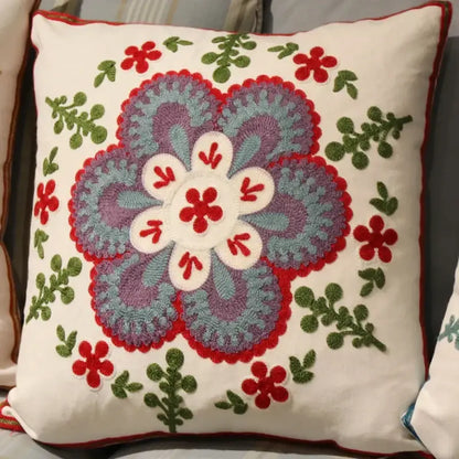 Boho ethnic flower elephant pillowcase pink & teal bedroom decor