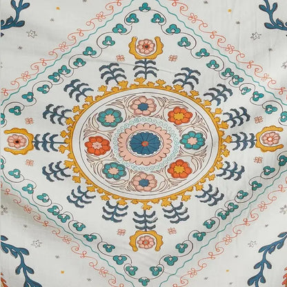 Boho floral celestial wall tapestry bedroom orange & blue decor