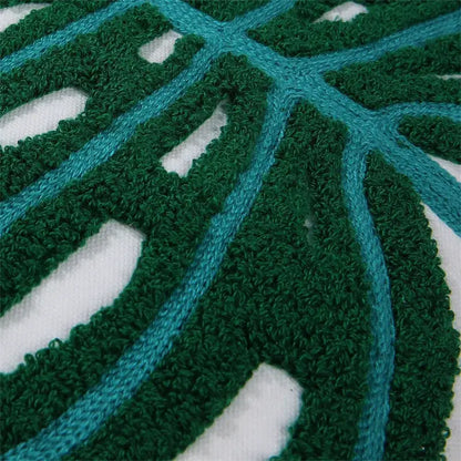 Boho floral embroidered green & brown cushion cover living room