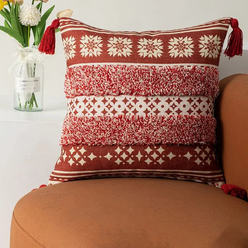 Boho fringe pillow covers yellow & multicolored living room decor