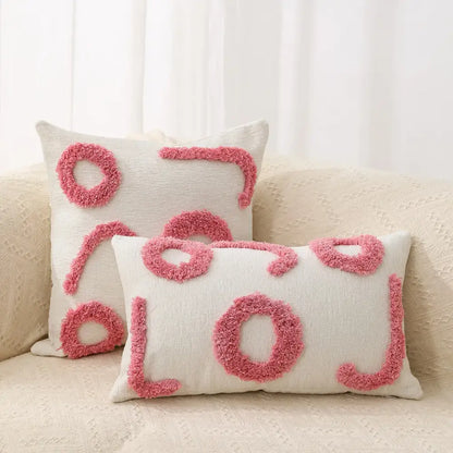 Boho geometric chenille embroidered pillow covers set living room