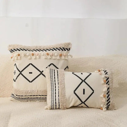 Boho geometric chenille embroidered pillow covers set living room