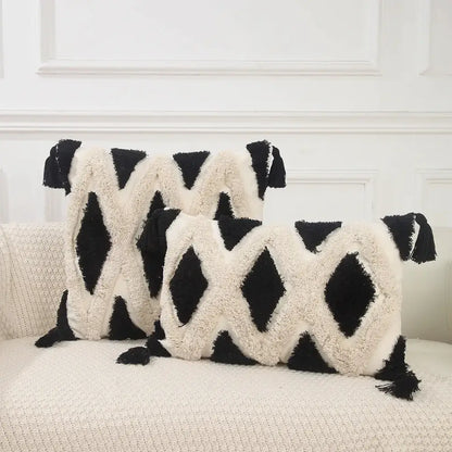 Boho geometric chenille embroidered pillow covers set living room