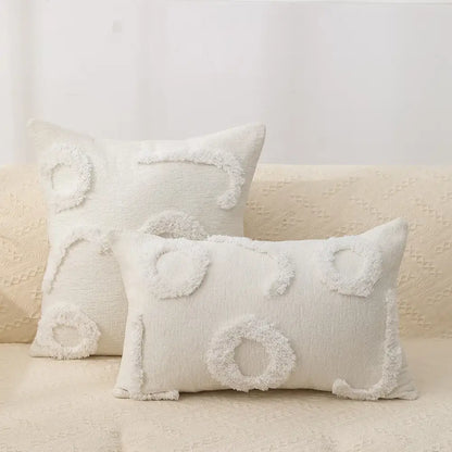 Boho geometric chenille embroidered pillow covers set living room