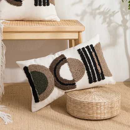 Boho geometric embroidery cushion cover living room throw pillow