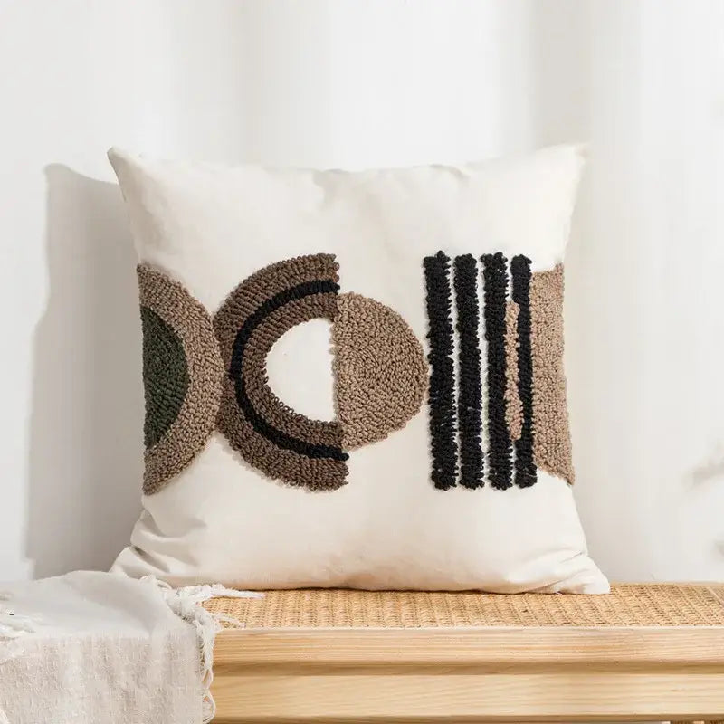 Boho geometric embroidery cushion cover living room throw pillow