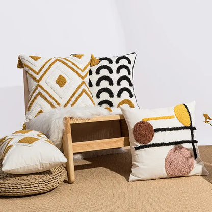 Boho geometric embroidery cushion cover living room throw pillow