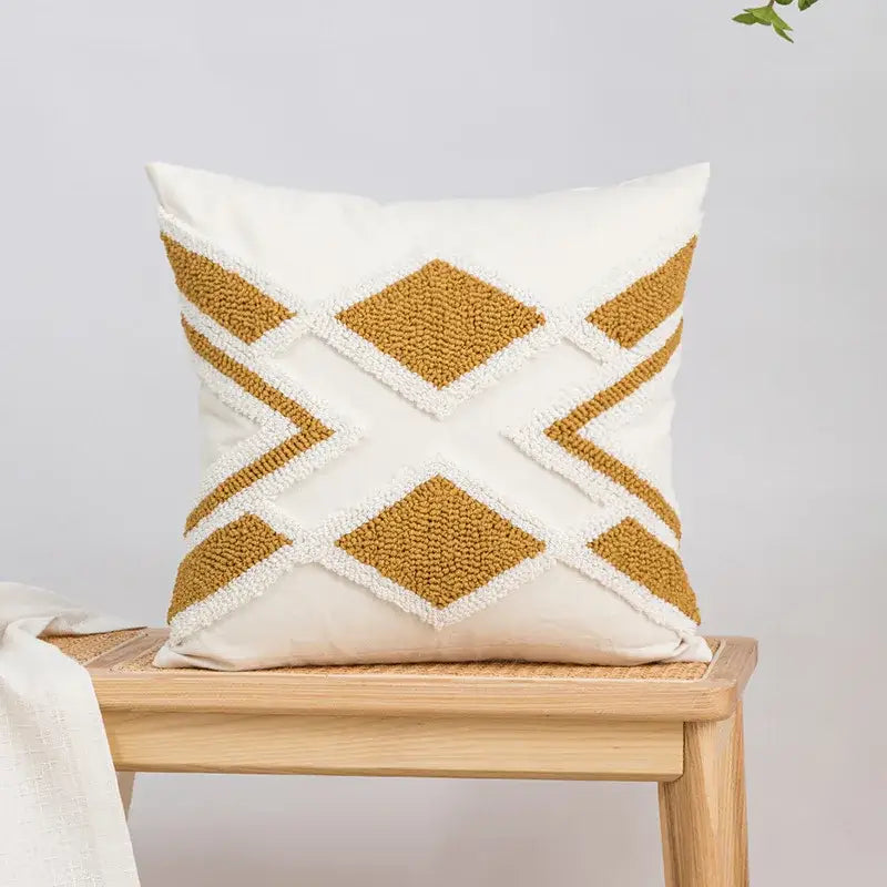 Boho geometric embroidery cushion cover living room throw pillow
