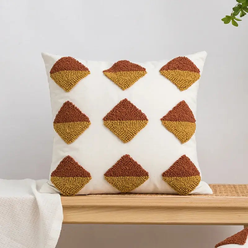Boho geometric embroidery cushion cover living room throw pillow