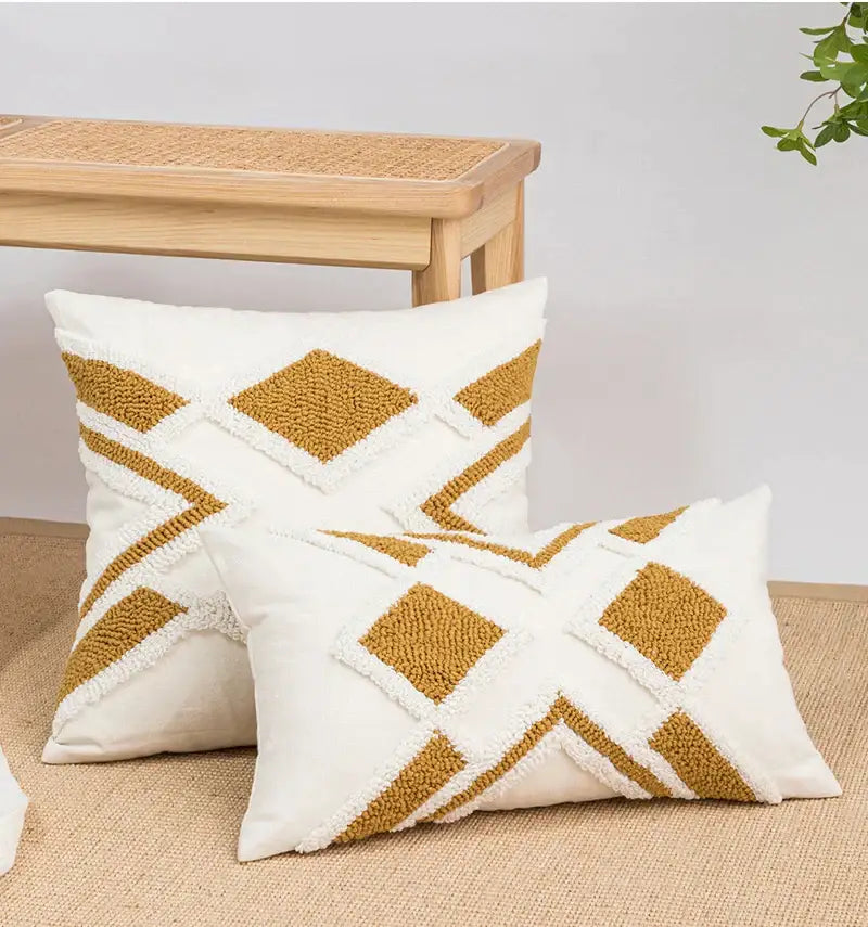 Boho geometric embroidery cushion cover living room throw pillow