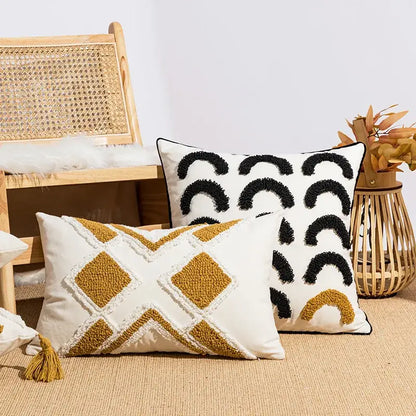 Boho geometric embroidery cushion cover living room throw pillow