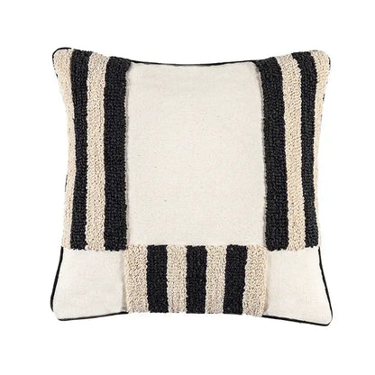 Boho geometric tufted black & cream cushion cover living room decor