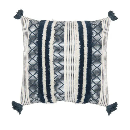 Boho jacquard cushion cover navy blue & mustard yellow living room