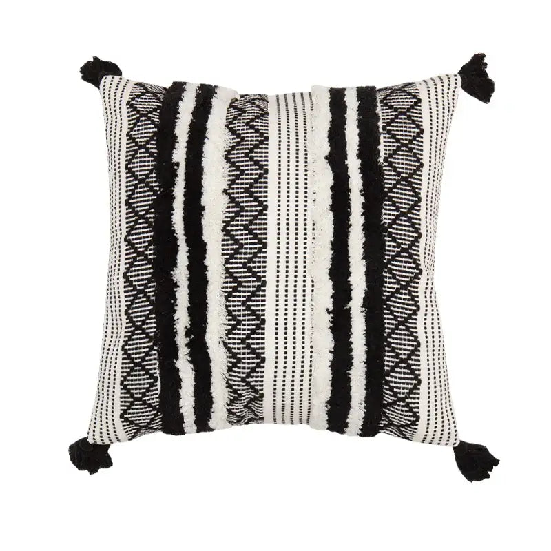 Boho jacquard cushion cover navy blue & mustard yellow living room