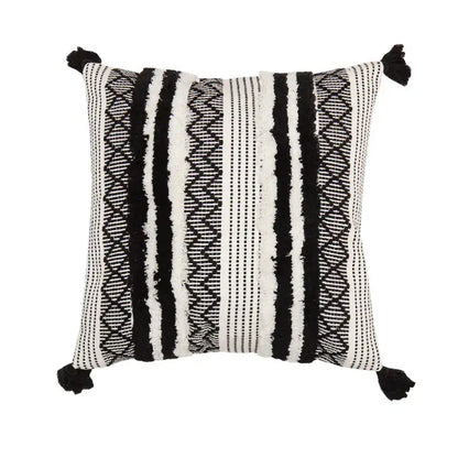 Boho jacquard cushion cover navy blue & mustard yellow living room